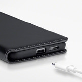 Lederen slim folio wallet hoes zwart voor de Samsung Galaxy A90