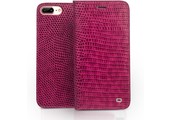 Qialino - echt lederen luxe wallet hoes - iPhone SE (2022 / 2020) / 8 / 7 / 6(s) - Croco Roze