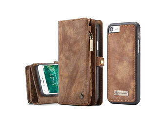 Caseme - vintage 2 in 1 portemonnee hoes - iPhone SE (2022 / 2020) / 8 / 7 / 6(s) - Bruin