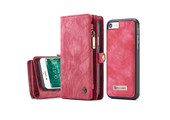 Caseme - vintage 2 in 1 portemonnee hoes - iPhone SE (2022 / 2020) / 8 / 7 / 6(s) - Rood