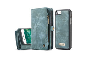 Caseme - vintage 2 in 1 portemonnee hoes - iPhone SE (2022 / 2020) / 8 / 7 / 6(s) - Blauw