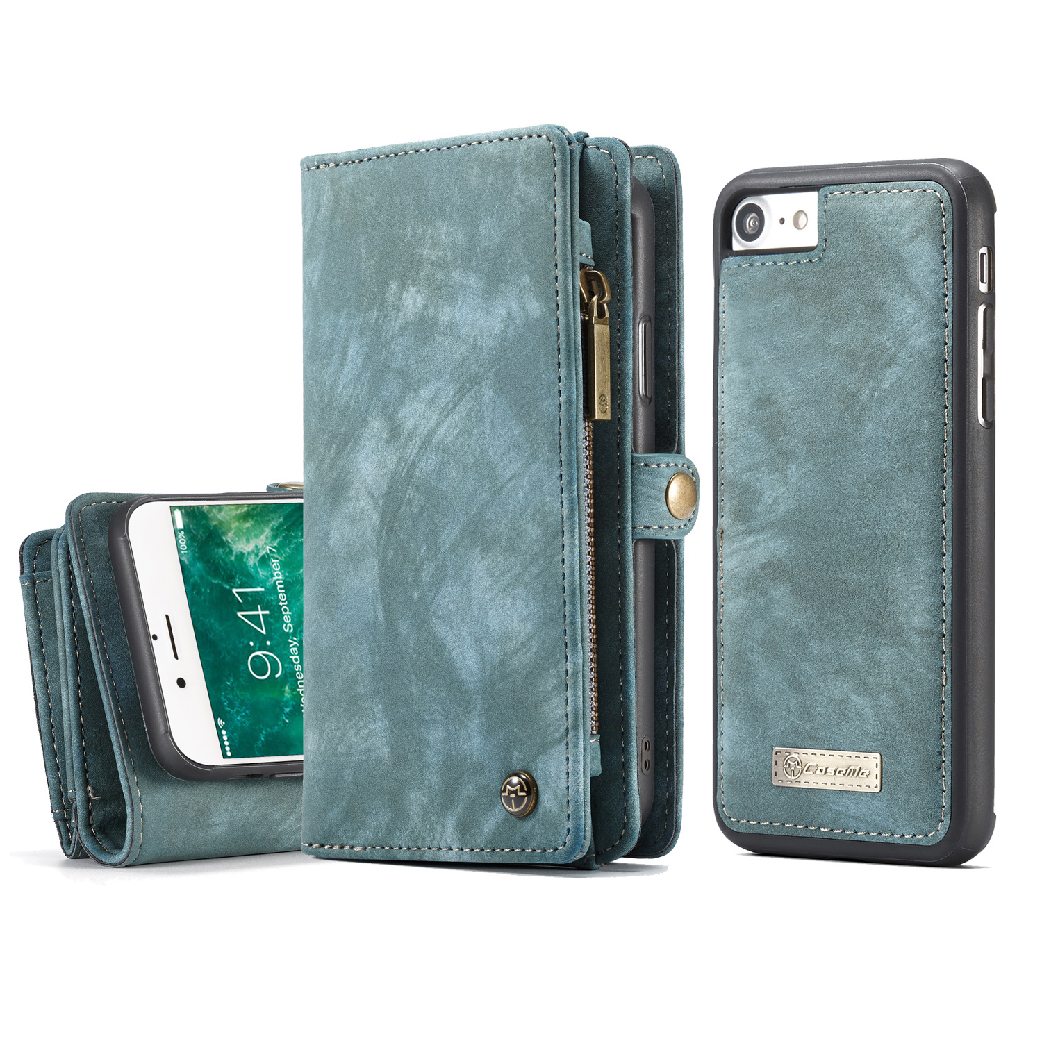 schermutseling angst ventilatie Caseme vintage 2 in 1 portemonnee hoes iPhone 7 / 8 / SE 2020 - Blauw