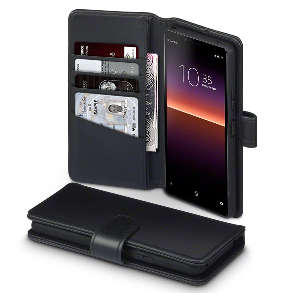 Kruiden Pilfer Edele Qubits lederen wallet hoes Sony Xperia 10 II Zwart