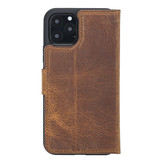 iPhone 11 Pro lederen afneembare 2-in-1 bookcase hoes - Cognac