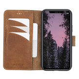 iPhone 11 Pro lederen afneembare 2-in-1 bookcase hoes - Cognac