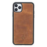 iPhone 11 Pro Max lederen afneembare 2-in-1 bookcase hoes - Cognac