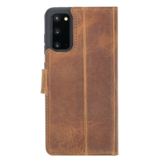 Echt lederen uitneembare 2-in-1 (RFID) bookcase hoes Villa Cruoninga Cognac voor de Samsung Galaxy S20