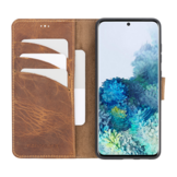 Echt lederen uitneembare 2-in-1 (RFID) bookcase hoes Villa Cruoninga Cognac voor de Samsung Galaxy S20