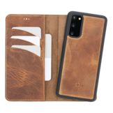 Echt lederen uitneembare 2-in-1 (RFID) bookcase hoes Villa Cruoninga Cognac voor de Samsung Galaxy S20