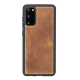 Echt lederen uitneembare 2-in-1 (RFID) bookcase hoes Villa Cruoninga Cognac voor de Samsung Galaxy S20