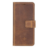 Echt lederen uitneembare 2-in-1 (RFID) bookcase hoes Villa Cruoninga Cognac voor de Samsung Galaxy S20