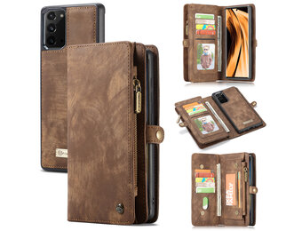 Caseme - vintage 2 in 1 portemonnee hoes - Samsung Galaxy Note 20 - Bruin