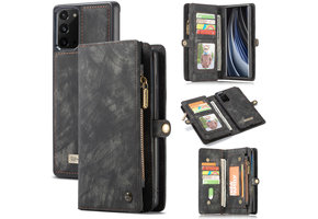Caseme - vintage 2 in 1 portemonnee hoes - Samsung Galaxy Note 20 - Zwart