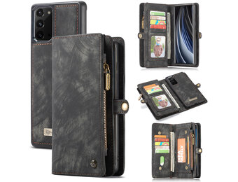Caseme - vintage 2 in 1 portemonnee hoes - Samsung Galaxy Note 20 - Zwart