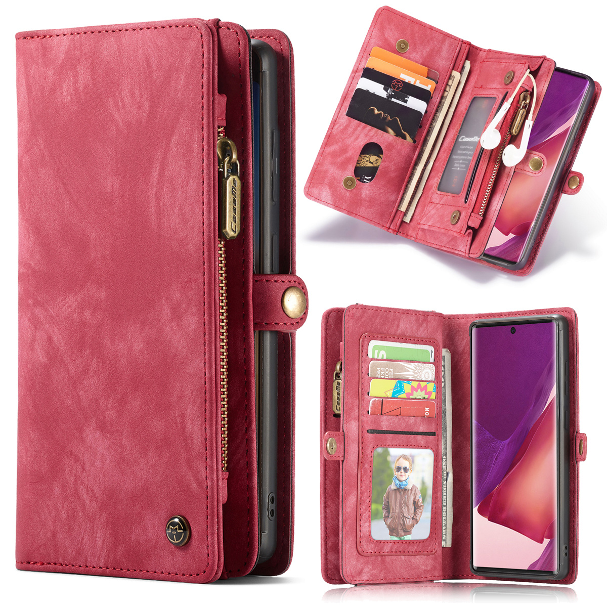 Vintage 2 in 1 portemonnee hoes Rood voor de Samsung Galaxy Note 20  Ultra