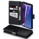 Luxe echt lederen wallet hoes Zwart voor de Samsung Galaxy Note 20