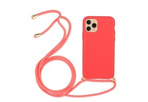 Lunso - Backcover hoes met koord - iPhone 11 Pro Max - Rood