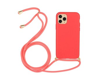 Lunso - Backcover hoes met koord - iPhone 11 Pro Max - Rood