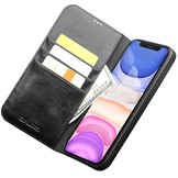 Echt lederen luxe wallet hoes Zwart voor de iPhone 12 Pro Max