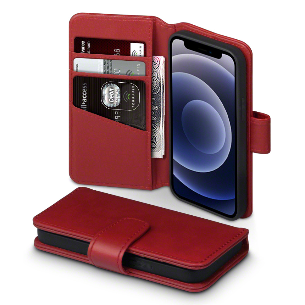 Qubits - luxe echt lederen wallet hoes - iPhone 12 Mini - Rood