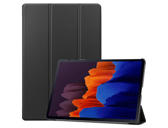 3-Vouw sleepcover hoes - Samsung Galaxy Tab S7 Plus / Tab S8 Plus - Zwart