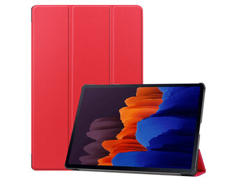 3-Vouw sleepcover hoes - Samsung Galaxy Tab S7 Plus / Tab S8 Plus - Rood