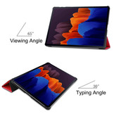 3-Vouw sleepcover hoes Rood voor de Samsung Galaxy Tab S7 Plus en Samsung Galaxy Tab S8 Plus