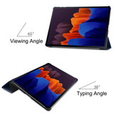 3-Vouw sleepcover hoes Blauw voor de Samsung Galaxy Tab S7 Plus en Samsung Galaxy Tab S8 Plus