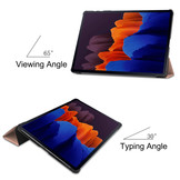 3-Vouw sleepcover hoes Rose Goud voor de Samsung Galaxy Tab S7 Plus en Samsung Galaxy Tab S8 Plus