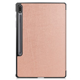 3-Vouw sleepcover hoes Rose Goud voor de Samsung Galaxy Tab S7 Plus en Samsung Galaxy Tab S8 Plus