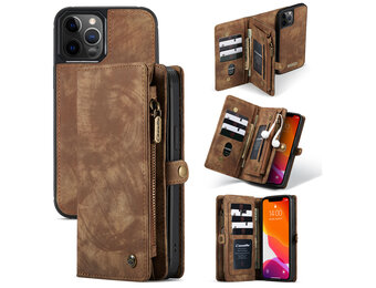 Caseme - vintage 2 in 1 portemonnee hoes - iPhone 12 / iPhone 12 Pro - Bruin