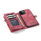 Vintage 2 in 1 portemonnee hoes Rood voor de iPhone 12 en iPhone 12 Pro