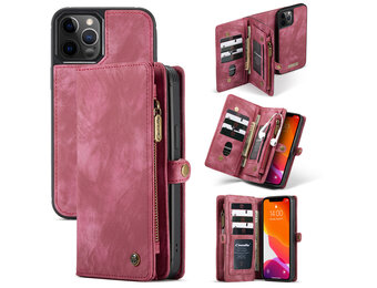 Caseme - vintage 2 in 1 portemonnee hoes - iPhone 12 / iPhone 12 Pro - Rood