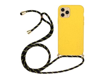 Lunso - Backcover hoes met koord - iPhone 12 / iPhone 12 Pro - Geel
