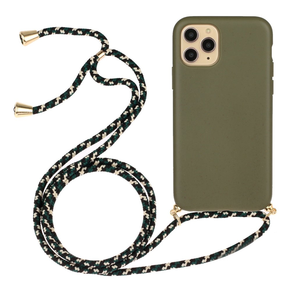 Lunso - Backcover hoes met koord - iPhone 12 / iPhone 12 Pro - Army Groen