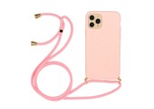 Lunso - Backcover hoes met koord - iPhone 12 Mini - Roze