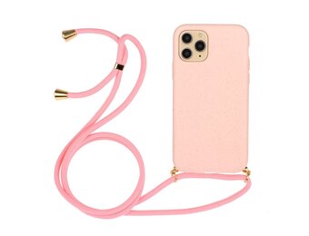Lunso - Backcover hoes met koord - iPhone 12 Mini - Roze