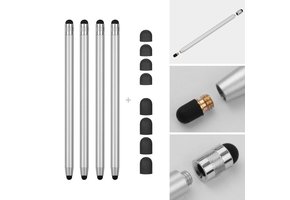 4 stuks - Stylus touchscreen pennetjes - Zilver