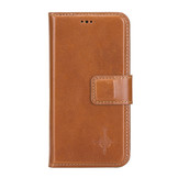 Echt lederen uitneembare 2-in-1 (RFID) bookcase hoes Burcht Trecht Cognac voor de iPhone 12 Mini