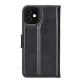 iPhone 12 Mini leren afneembare 2-in-1 bookcase telefoonhoes - Zwart