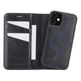 iPhone 12 Mini leren afneembare 2-in-1 bookcase telefoonhoes - Zwart