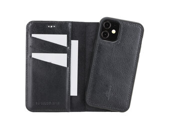 NorthLife iPhone 12 Mini - Leren Afneembare 2-in-1 bookcase telefoonhoes - Zwart