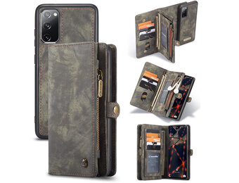 Caseme - vintage 2 in 1 portemonnee hoes - Samsung Galaxy S20 FE- Zwart