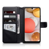 Luxe echt lederen wallet hoes Zwart voor de Samsung Galaxy A42