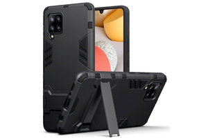 Qubits - Double Armor Layer hoes met stand - Samsung Galaxy A42 - Zwart