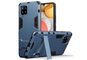 Qubits - Double Armor Layer hoes met stand - Samsung Galaxy A42 - Blauw