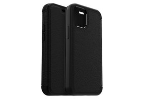 Otterbox - Strada Case wallet hoes - iPhone 12 Mini - Zwart + Lunso Tempered Glass