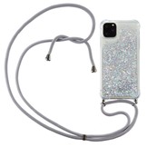 Backcover hoes Glitter Zilver met koord voor de iPhone 12 Pro Max