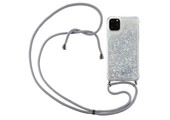 Lunso iPhone 12 Pro Max - Backcover hoes met koord - Glitter Zilver