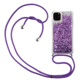 Backcover hoes Glitter Paars met koord voor de iPhone 12 Pro Max